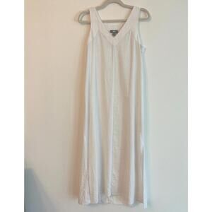 DKNY Women's Pullover Linen Blend A Line Dress White Side Slits  XS - EUC